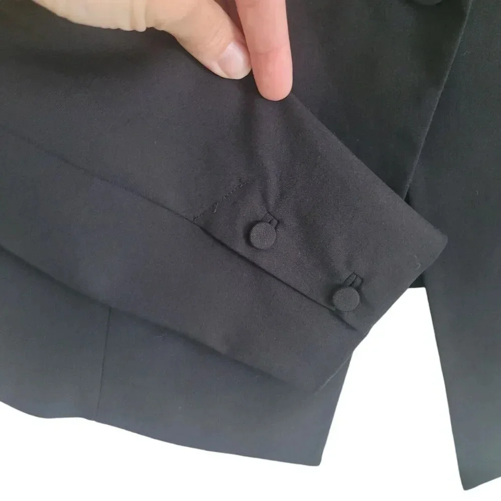 Eileen Fisher Tropical Suiting‎ Blazer Jacket Women's Size 6 Black Wool Blend